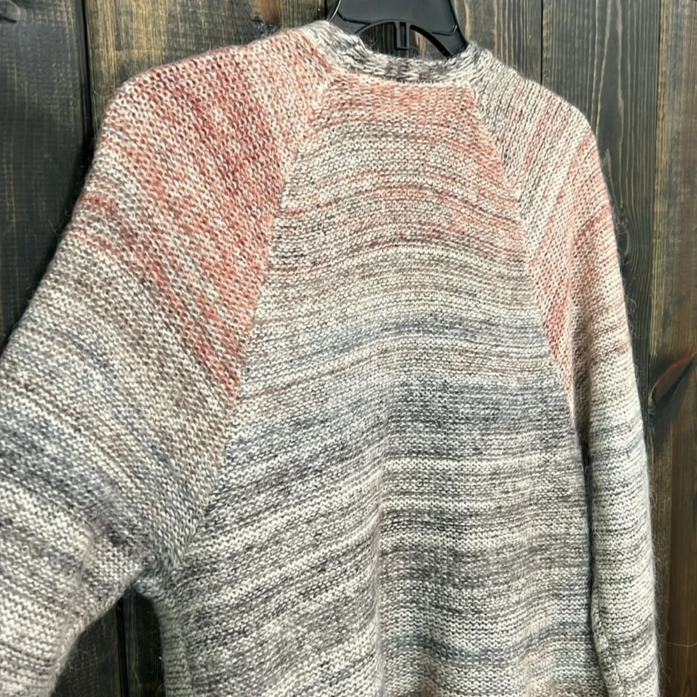 Anthropologie Knitted & Knotted Cody Peplum Cardigan Ombre L Wool Grey Boho Chic